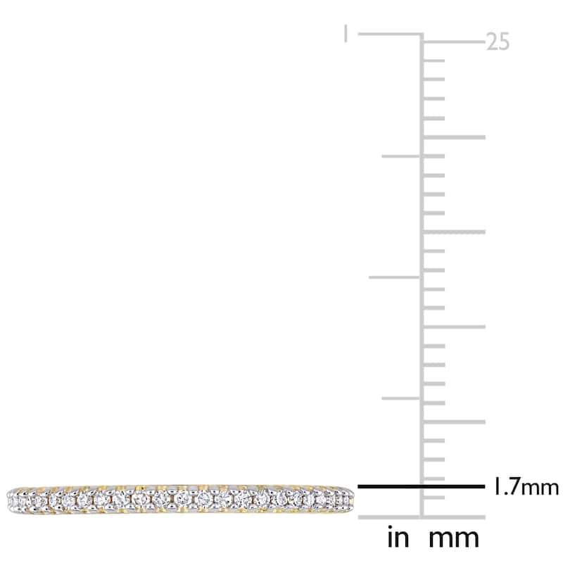 Miadora 14k Yellow Gold 1/8ct TDW Diamond Stackable Semi-Eternity Wedding Band