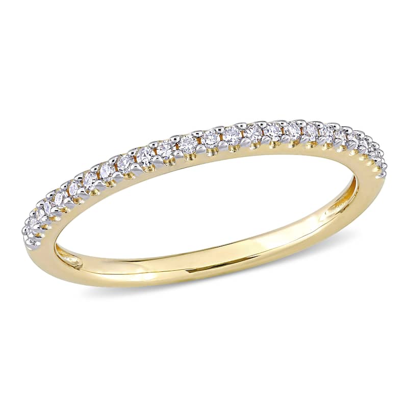 Miadora 14k Yellow Gold 1/8ct TDW Diamond Stackable Semi-Eternity Wedding Band