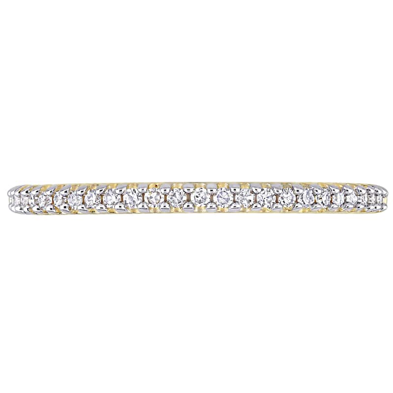 Miadora 14k Yellow Gold 1/8ct TDW Diamond Stackable Semi-Eternity Wedding Band
