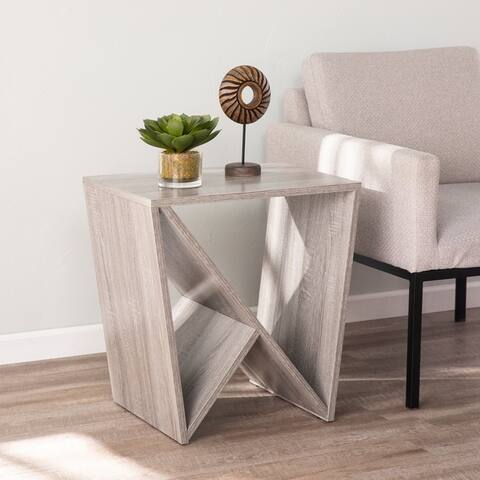 Carbon Loft Burrewell Contemporary Gray Wood Side Table