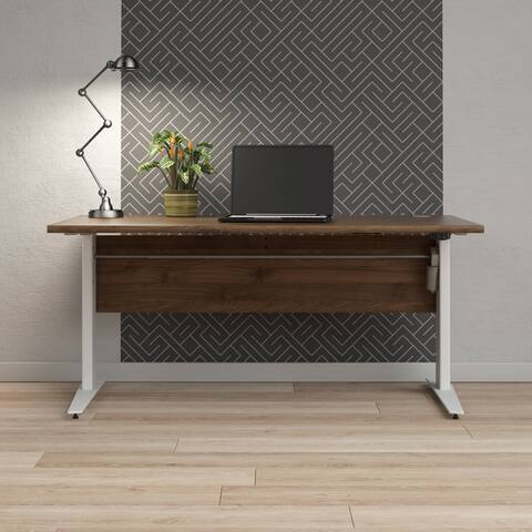Pierce Height Adjustable Desk in Walnut/White