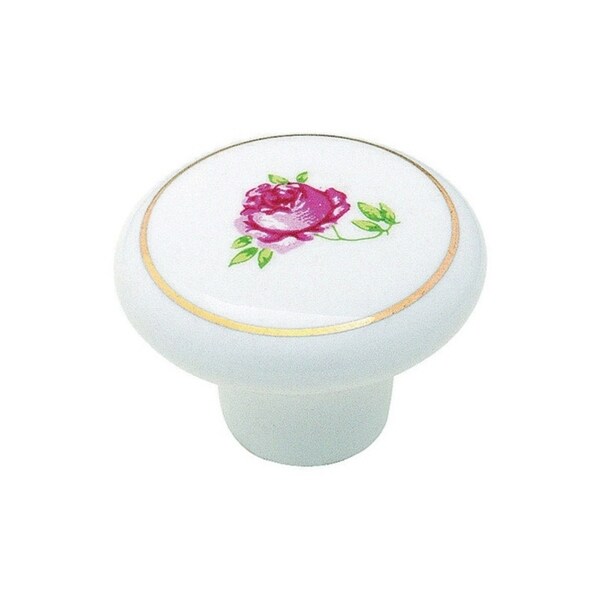 Amerock Allison Round Furniture Knob White with a rose & brass trim