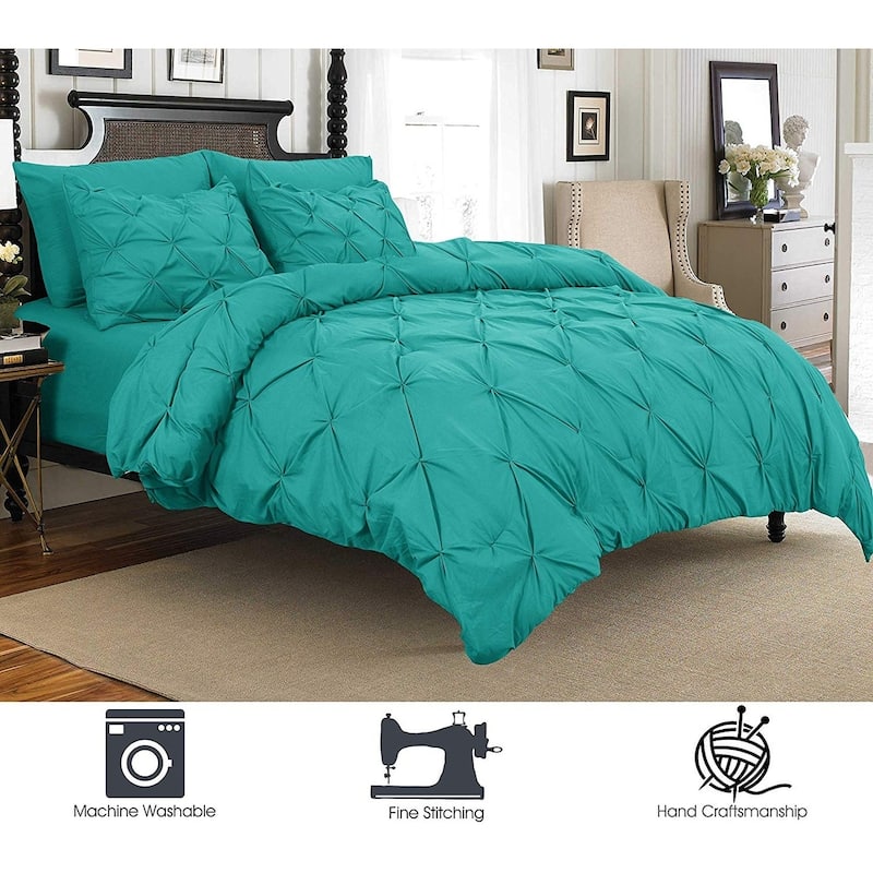 Porch & Den Secretariet Pinch Pleated Button 3-piece Duvet Cover Set