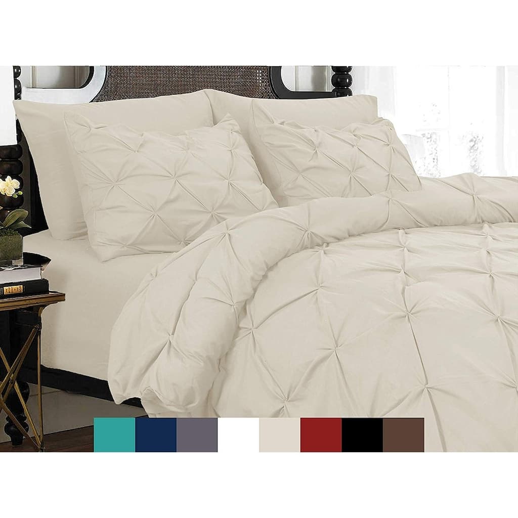 Porch & Den Secretariet Pinch Pleated Button 3-piece Duvet Cover Set
