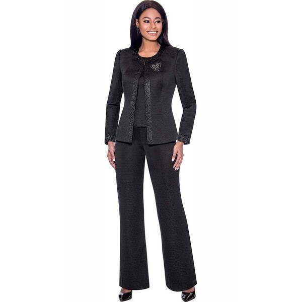 Terramina Women's 3 Piece Black Pant Suit. Opens flyout.