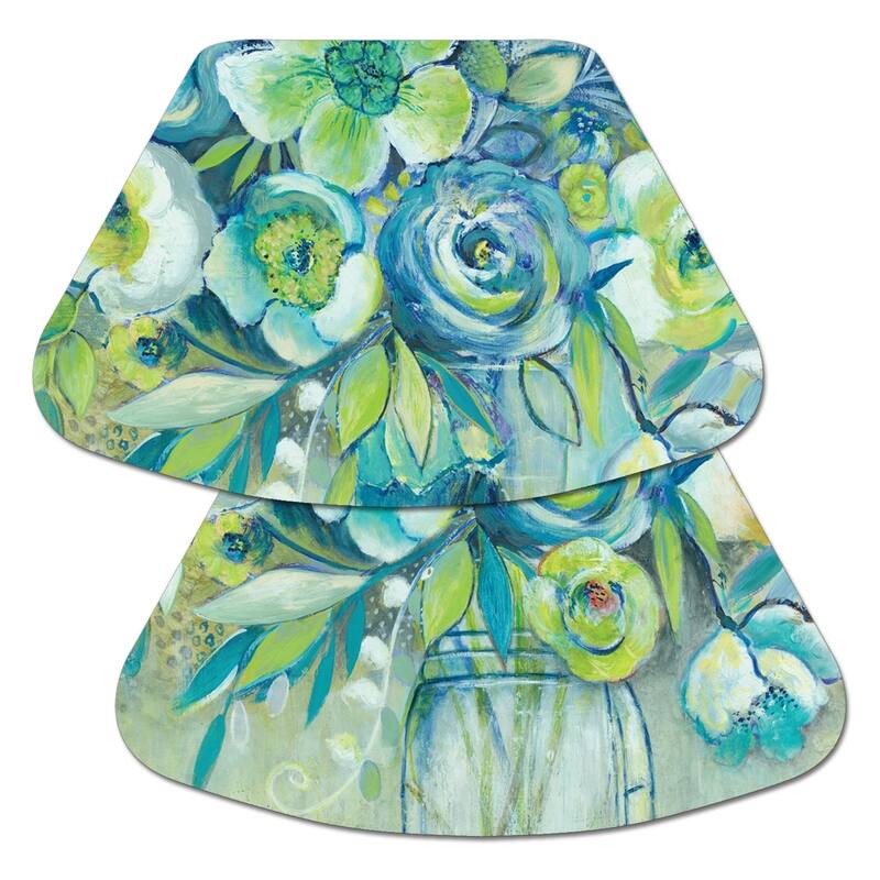 Reversible Wipe-clean Wedge Shaped Placemats Set of 4 - Summer Blooms