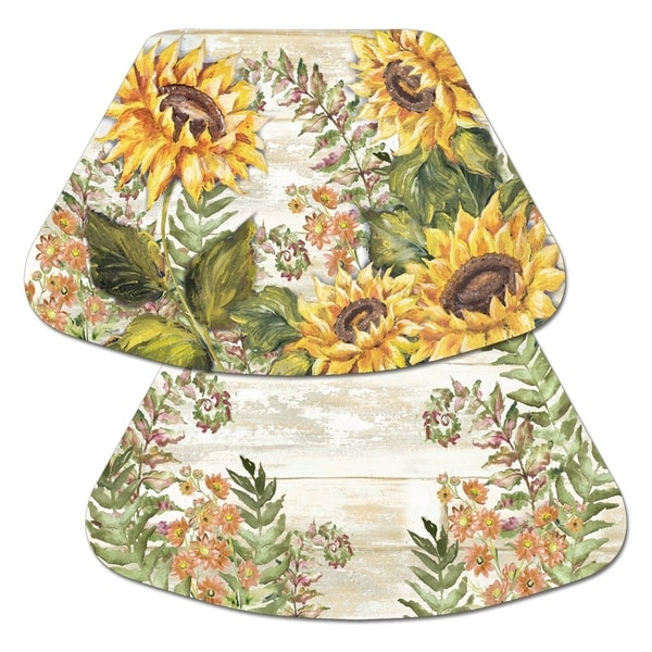 Set of 4 Bold Blooms Wipe-Clean Reversible Wedge Shaped Placemats 