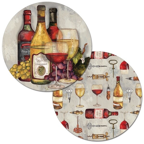 Porch & Den Stable Wine Pattern Reversible Round Placemat (Set of 4)