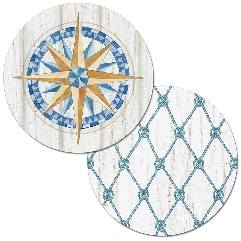 Round Reversible Wipe-clean Placemats Set of 4 - Set Sail