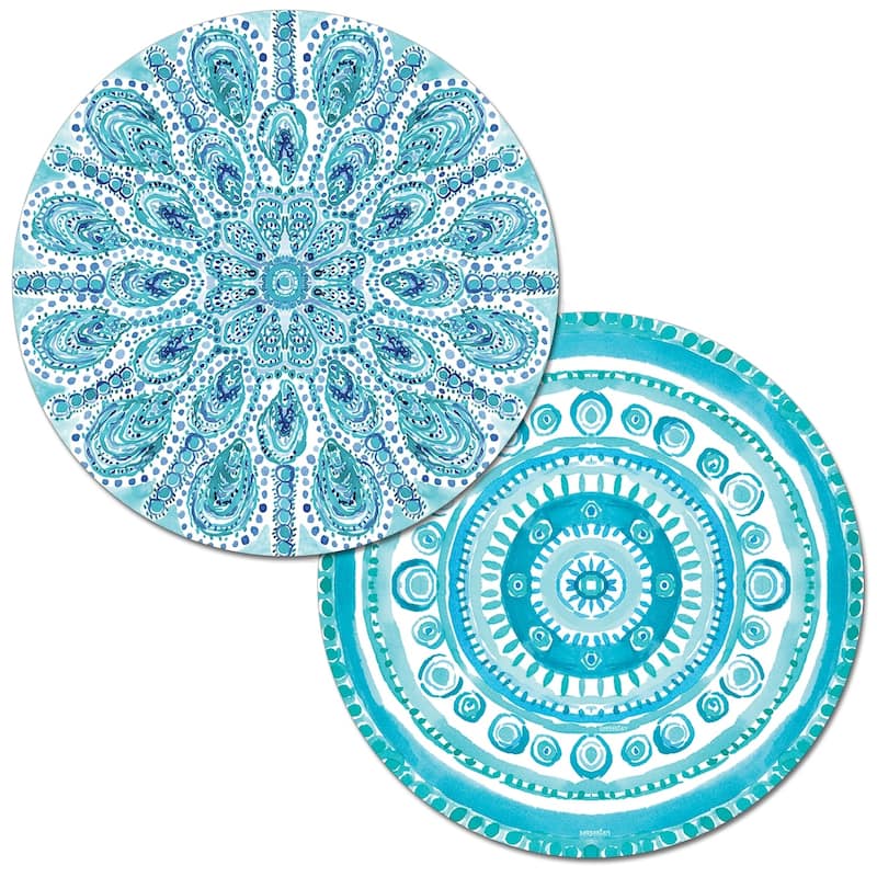 Round Reversible Wipe-clean Placemats Set of 4 - Ocean Fantasy