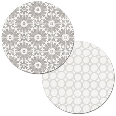 Country Weekend Grey Round Reversible Wipe-clean Placemats (Set of 4)