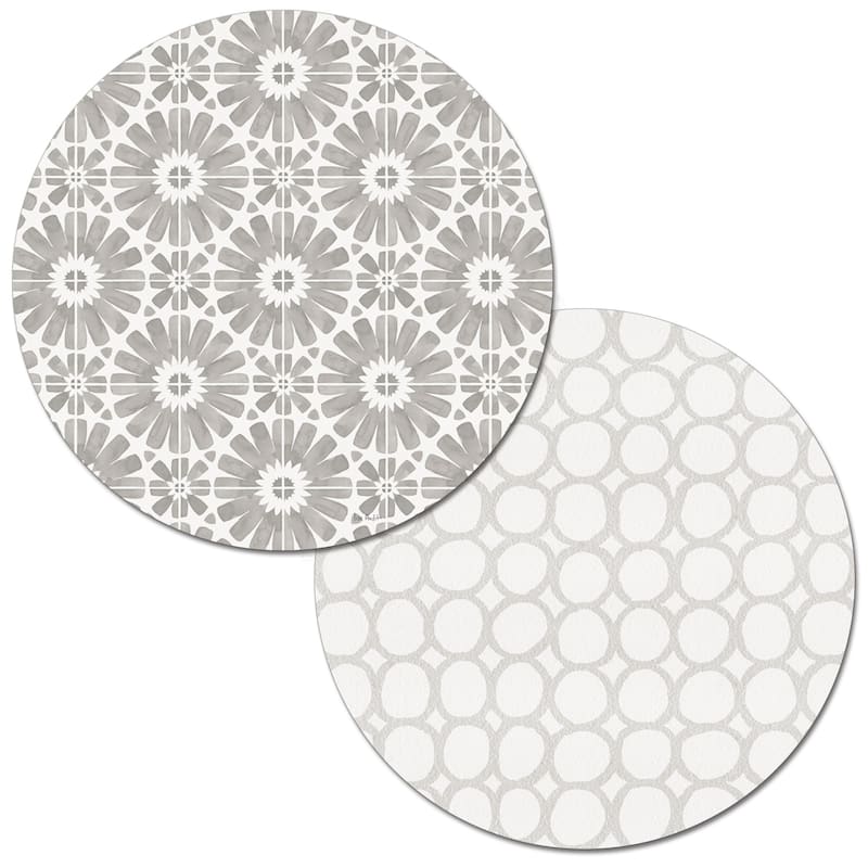 Country Weekend Grey Round Reversible Wipe-clean Placemats (set Of 4 