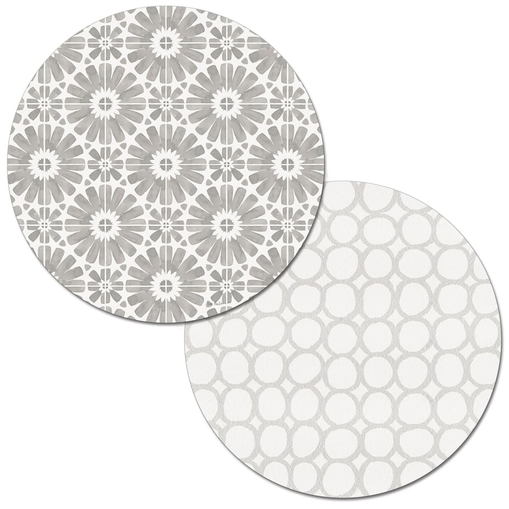 Country Weekend Grey Round Reversible Wipe-clean Placemats (Set of 4)