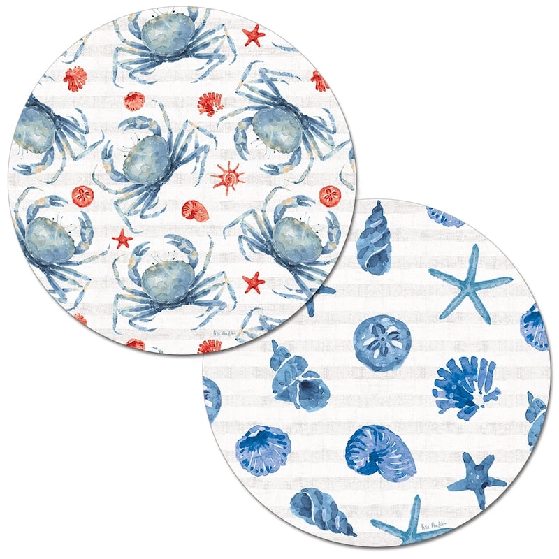 Round Reversible Wipe-clean Placemats Set of 4 - Crabs