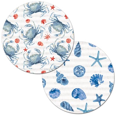 Round Reversible Wipe-clean Placemats Set of 4 - Crabs