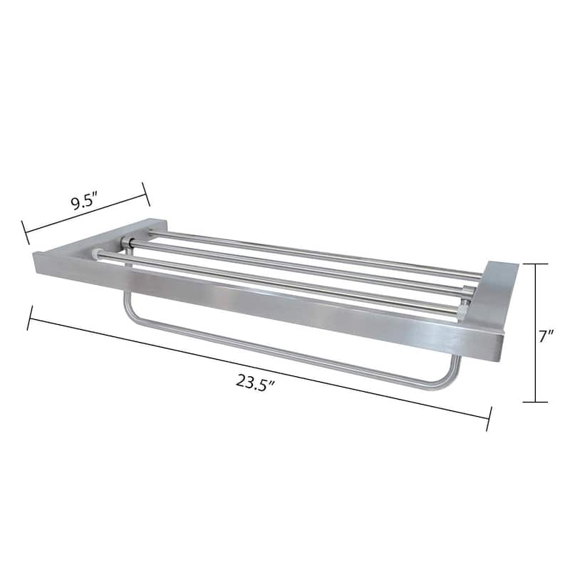Sweden 23.5" Wall Mounted T304 Stainless Steel Bathroom Towel Shelf - Nickel Finish - 23.5"