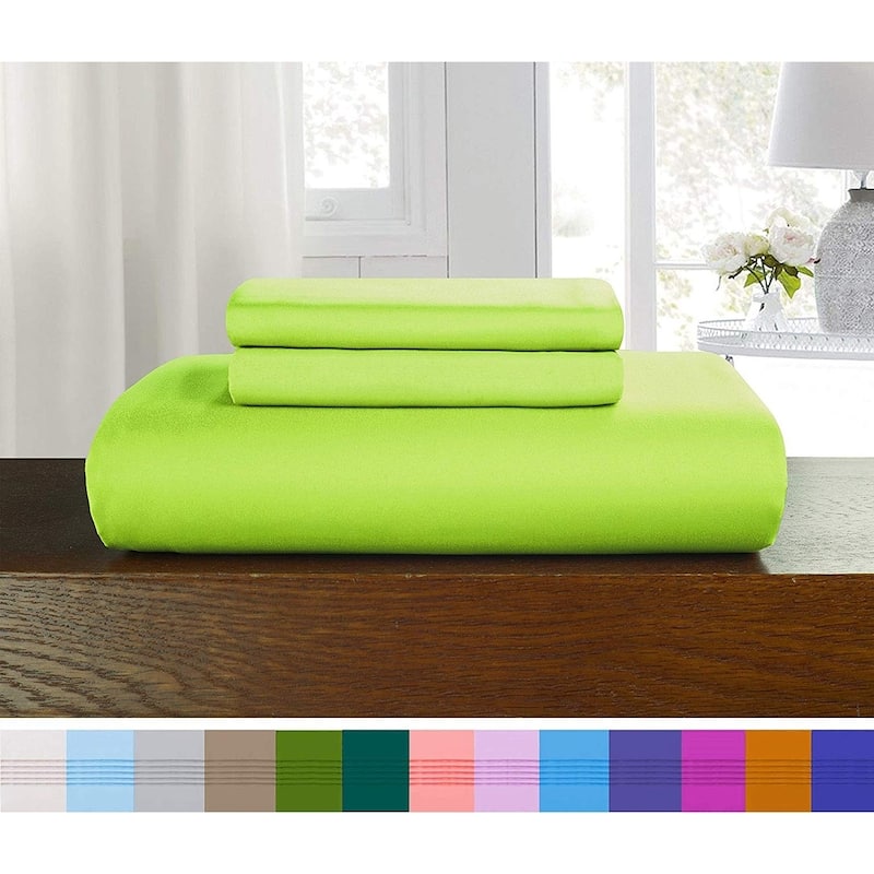 Porch & Den Sedona Solid Color 3-Piece Duvet Cover Set with Button Closure - Full - Queen - Lime