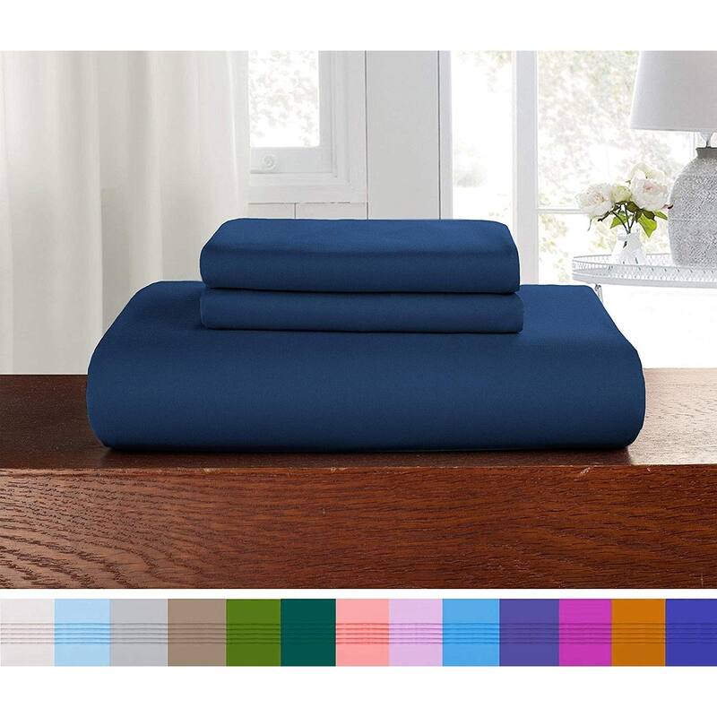 Porch & Den Sedona Solid Color 3-Piece Duvet Cover Set with Button Closure - Twin - Twin XL - Navy