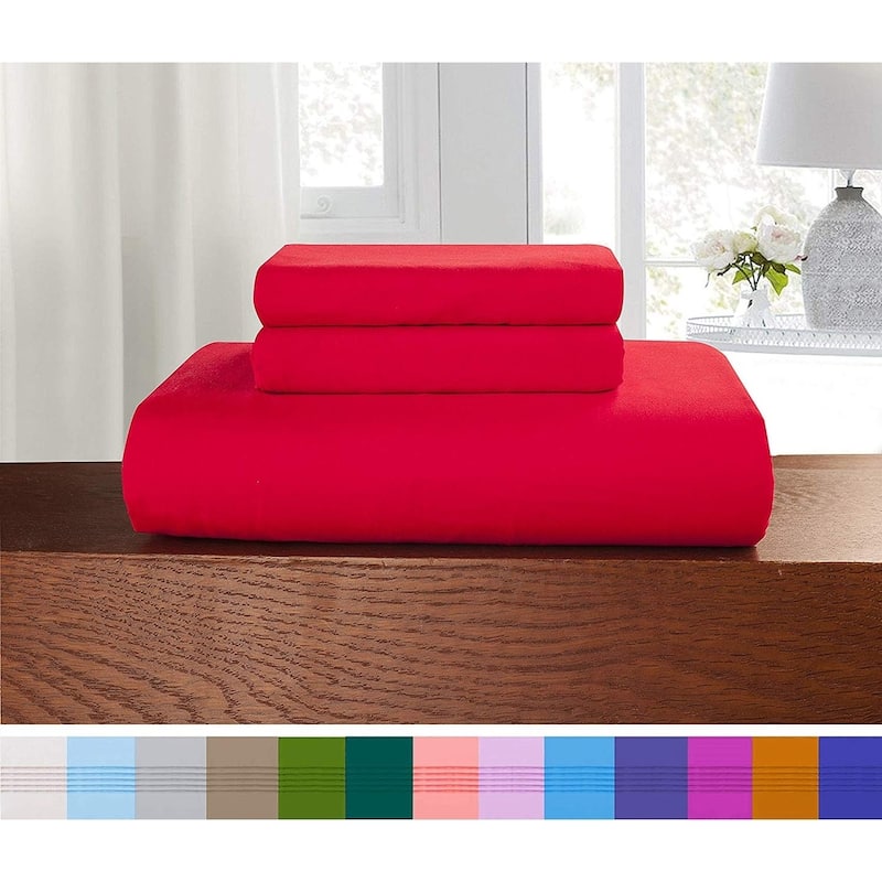 Porch & Den Sedona Solid Color 3-Piece Duvet Cover Set with Button Closure - Full - Queen - Red