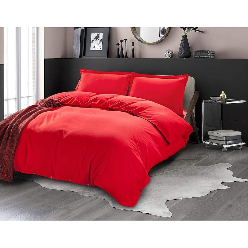 Porch & Den Sedona Solid Color 3-Piece Duvet Cover Set with Button Closure