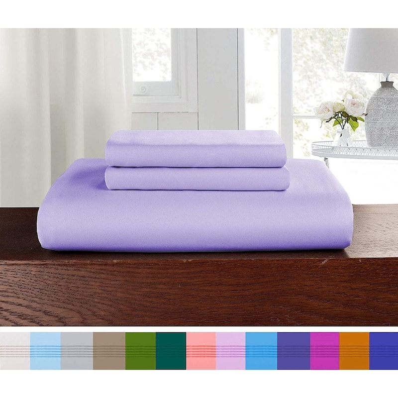 Porch & Den Sedona Solid Color 3-Piece Duvet Cover Set with Button Closure - Full - Queen - Lilac
