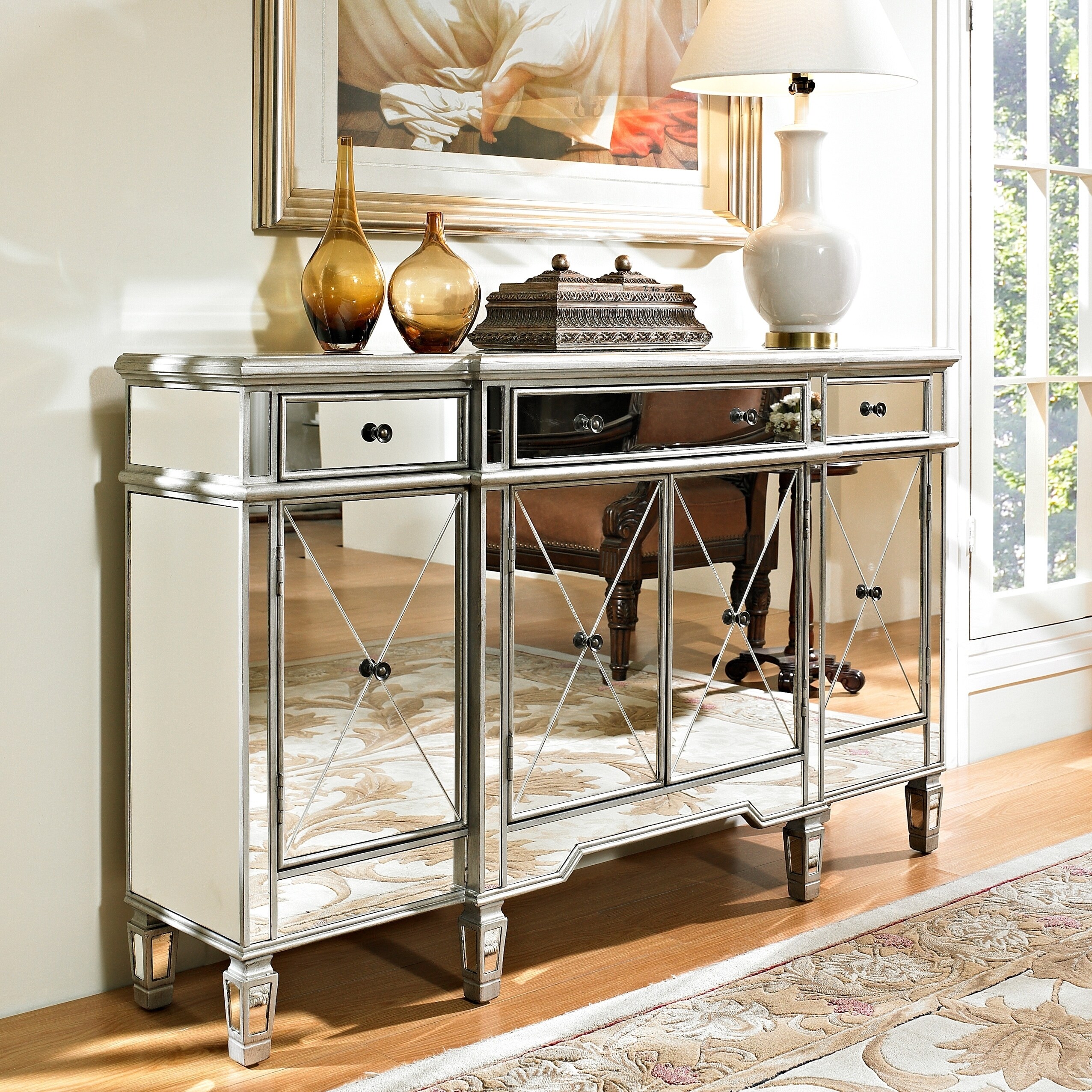 Silver Orchid Haid Mirrored Console Table On Silver Orchid Haid Mirrored