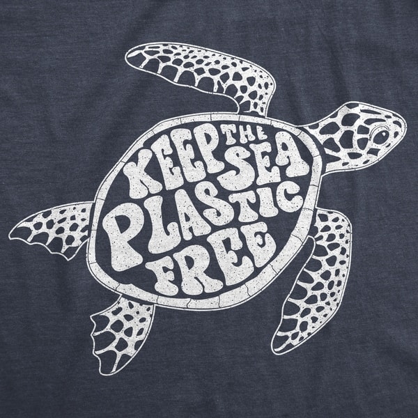 Mens Keep The Sea Plastic Fre Tshirt Cute Sea Turtle Earth Day  Tee Heather 