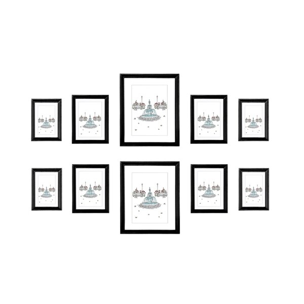 Ten Bevel Frames (2)8" x 10"(4)5"x 7"(4)4"x 6"-Black