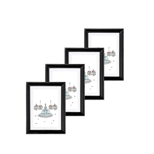 Set of four 5"x 7" Basic Bevel Frame Black