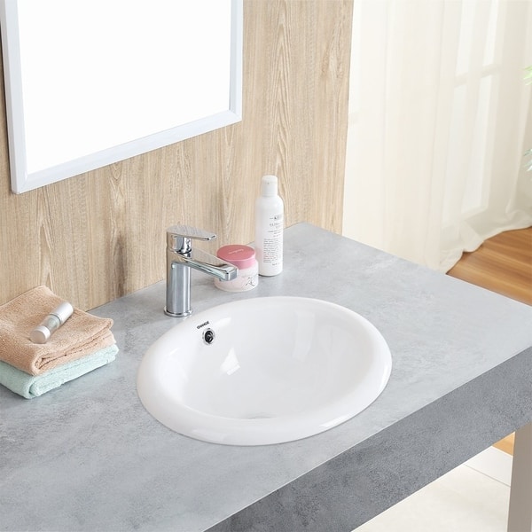 Bathroom Top Mount Vanity Sink Porcelain Drop In Basin White Bathroom Top Mount Vanity Sink