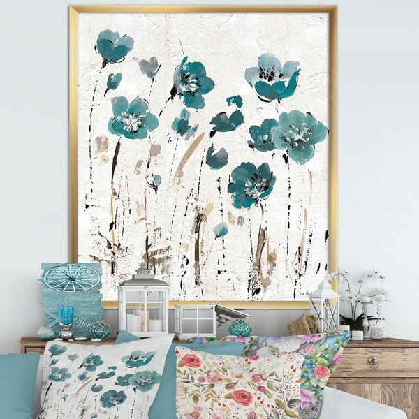 Shop Designart 'Fields of Turquoise Watercolor Flower II' Traditional ...
