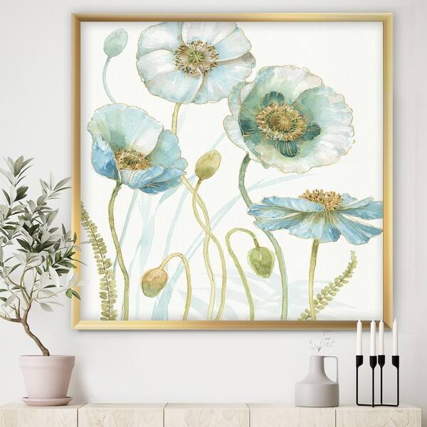Shop Designart Blue Cottage Flowers Drawing I Farmhouse Framed