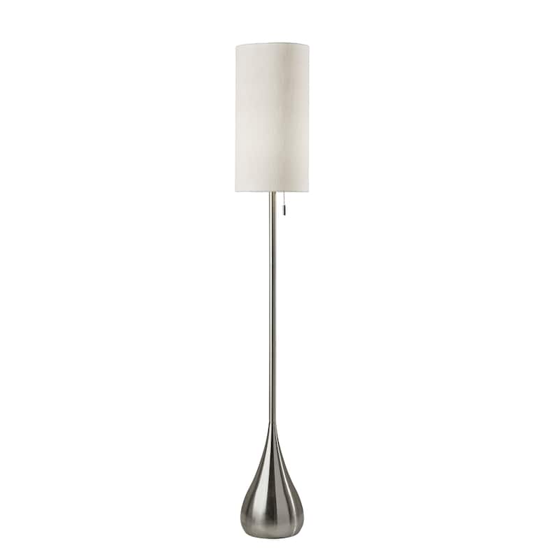 Porch & Den Atlanta Brushed Steel/ White Shade Teardrop Base Floor Lamp