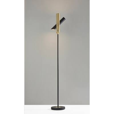 Adesso Black & Antique Brass Vega LED Torchiere Lamp
