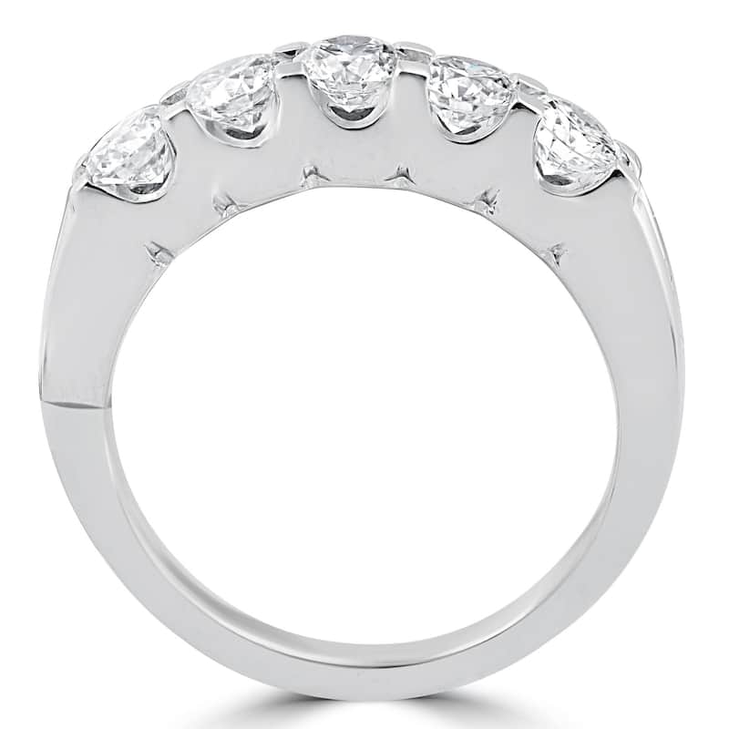 Pompeii3 14k White Gold 1 Ct TDW Diamond Five Stone Wedding Ring Lab Grown (G-H/VS1-VS2)