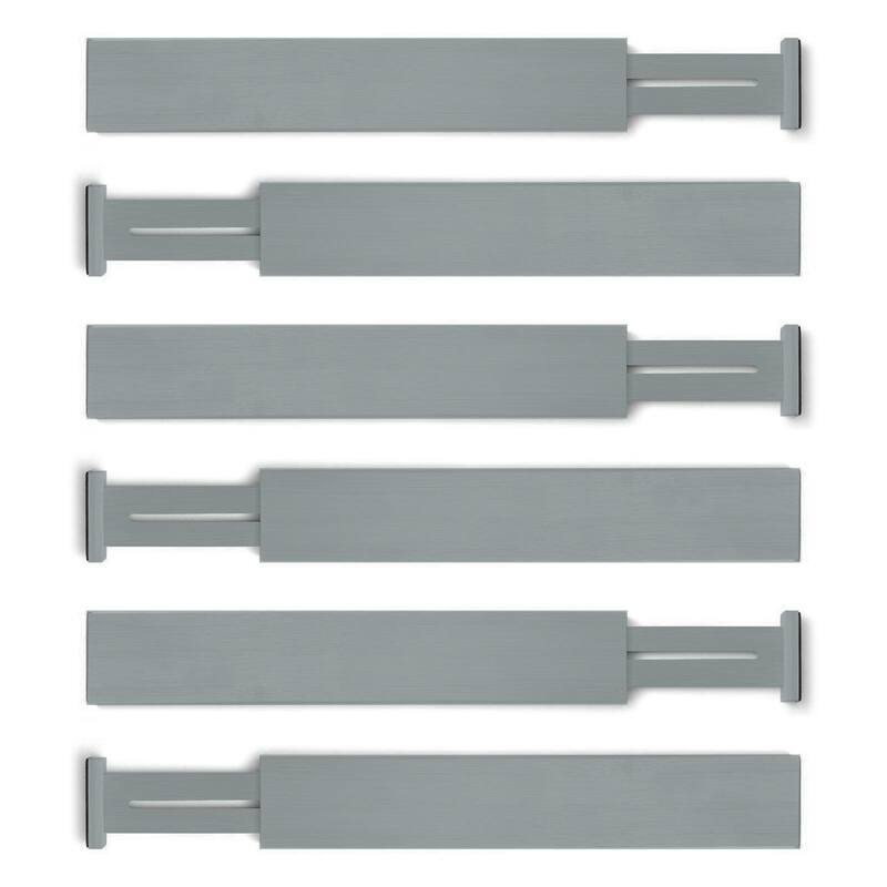 Bamboo Kitchen Drawer Organizer Bambusi Expandable Adjustable Divider - Grey - Set of 6