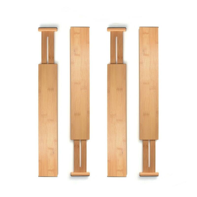 Bamboo Kitchen Drawer Organizer Bambusi Expandable Adjustable Divider - Brown - Set of 4
