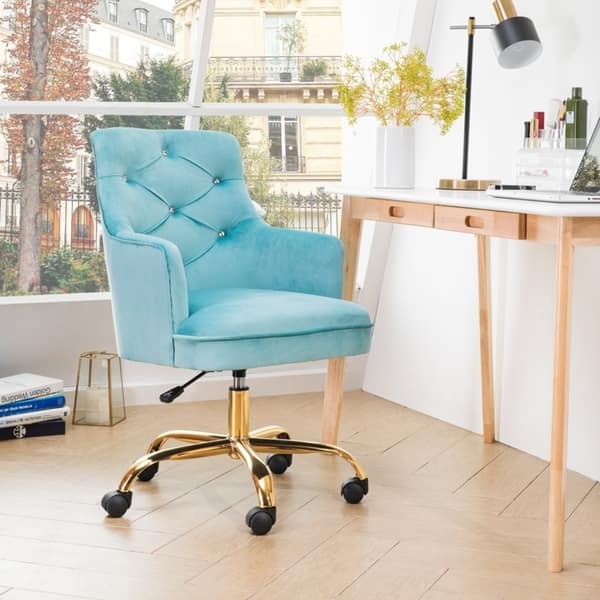 Shop Ovios Cute Desk Chair Plush Velvet Office Chair For Girl Or