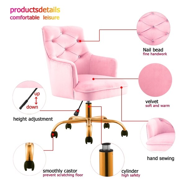 pink velour office chair