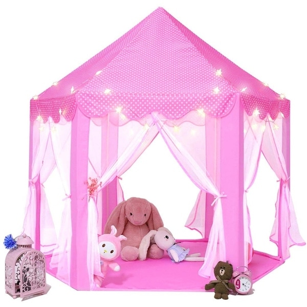 pink tent with star lights