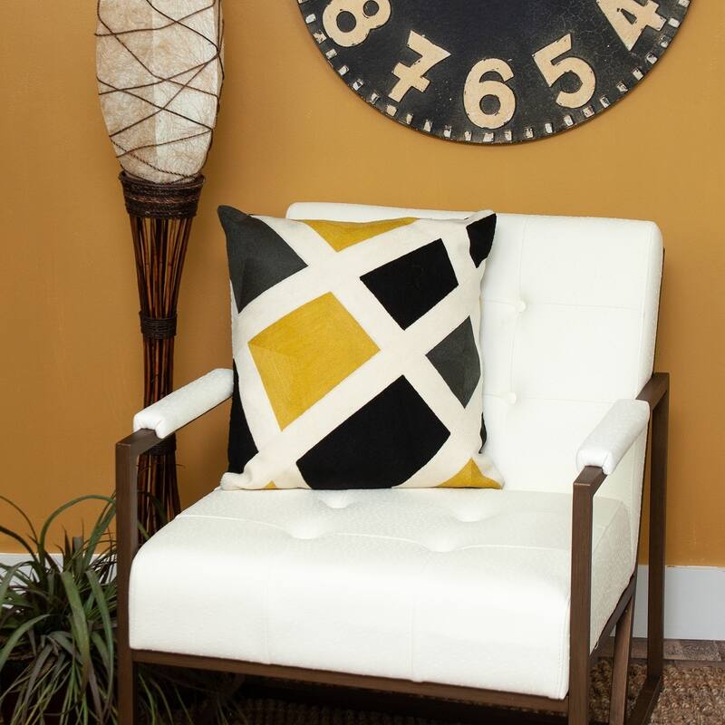 Parkland Collection Helix Contemporary White Pillow Cover With Poly Insert