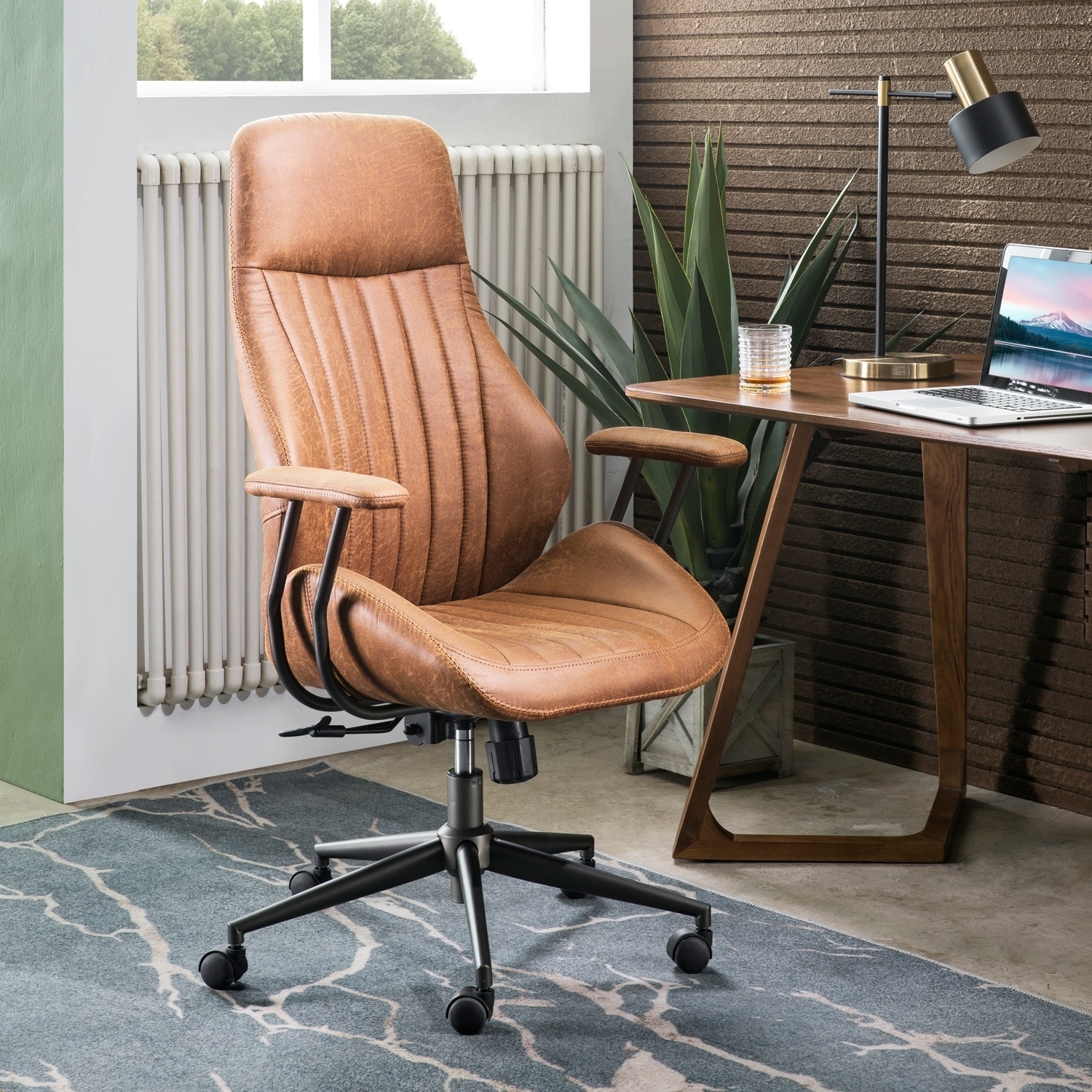 ovios ergonomic office chair modern computer desk chair high back suede  fabric desk chair with lumbar support