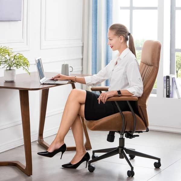 Shop Ovios Ergonomic Office Chair Computer Desk Chair Suede Fabric