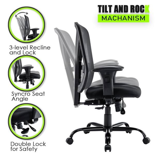 Shop Big And Tall Office Chair Recline Mesh Mid Back Task Chair For Large Person Capacity 400 Lbs Black On Sale Overstock 30234979