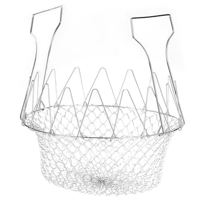 Deep Fry Cooking Basket, Stainless Steel Foldable Colander for Frying, Steaming