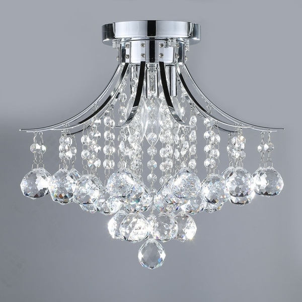 Shop CO-Z 3-Light Crystal Raindrop Flush Mount Chandelier ...