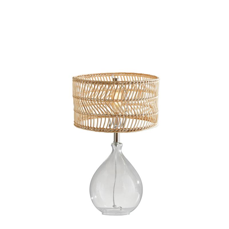 Adesso Glass & Brushed Steel Cuba Teardrop Table Lamp