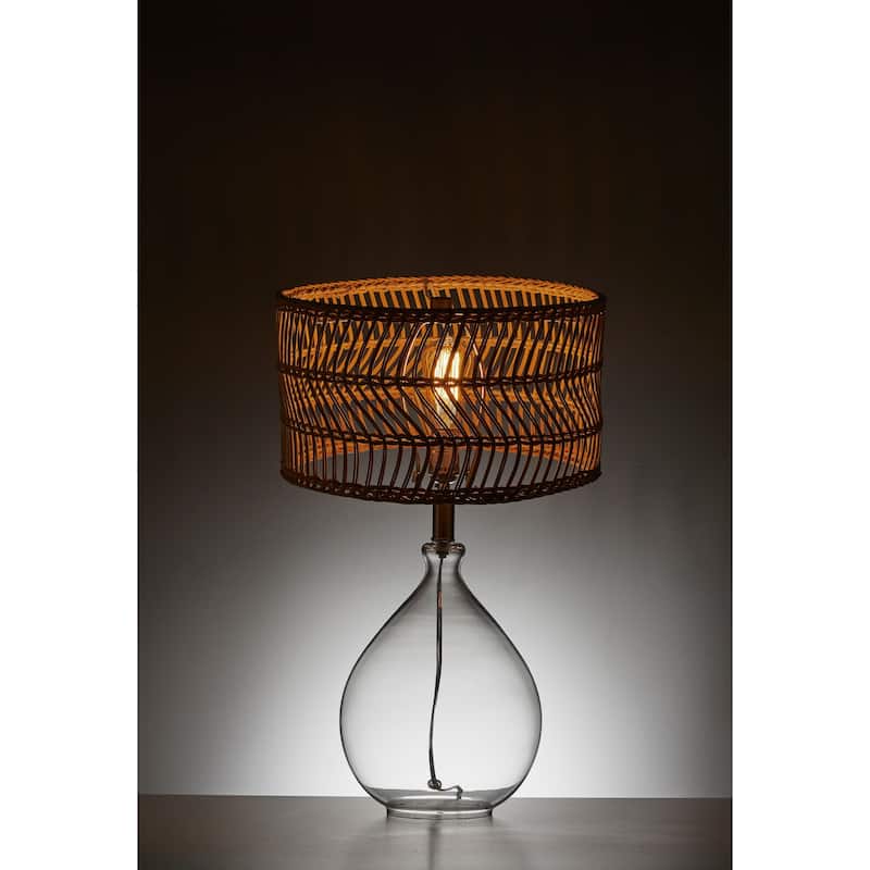 Adesso Glass & Brushed Steel Cuba Teardrop Table Lamp