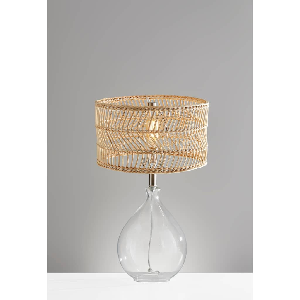 Adesso Glass & Brushed Steel Cuba Teardrop Table Lamp