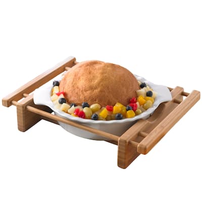 Creative Home 10" Stoneware Pie Dish with Bamboo Cradle